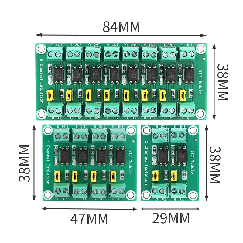 EL817 PC817 1 2 4 8 Way Channel Optocoupler Isolation Module PLC 3V-5V 12V 24V Photoelectric Isolator Optical Coupler Board
