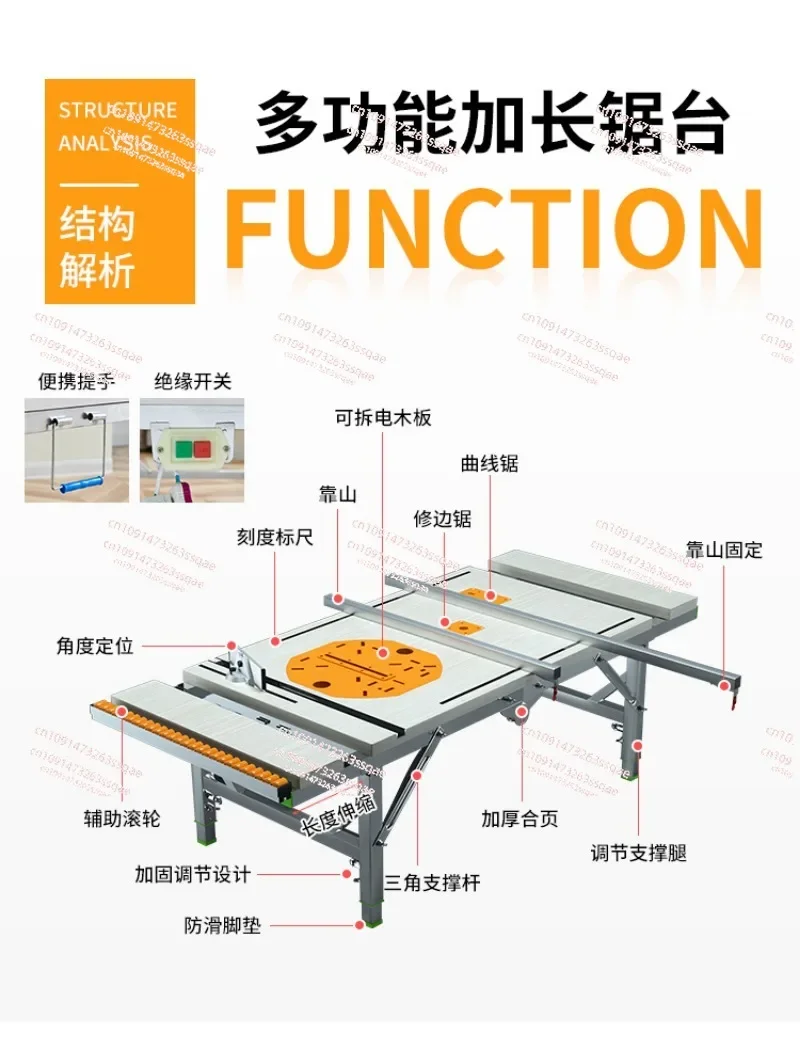 Multifunctional Woodworking Workbench Folding Lifting Work Saw Upside Down Sliding Table Saw Folding Woodworking Saw Table