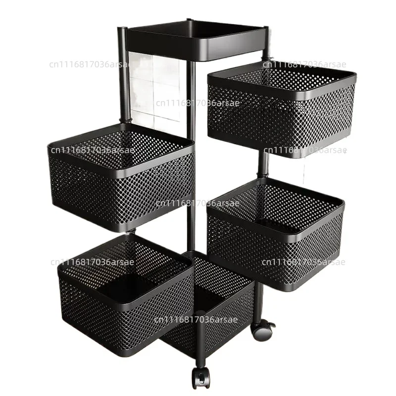 Rotating Multifunctional Rack, Kitchen Household Floor Multi-layer Snack Trolley, Fruit And Vegetable Basket Storage Rack