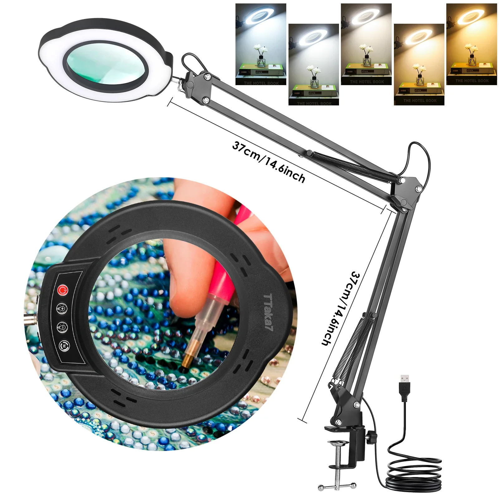 72LED 8X/10X NIEUWE Verlichte Vergrootglas USB 3 Kleuren LED Vergrootglas voor Soldeerbout Reparatie/Tafellamp/Huidverzorging Schoonheid