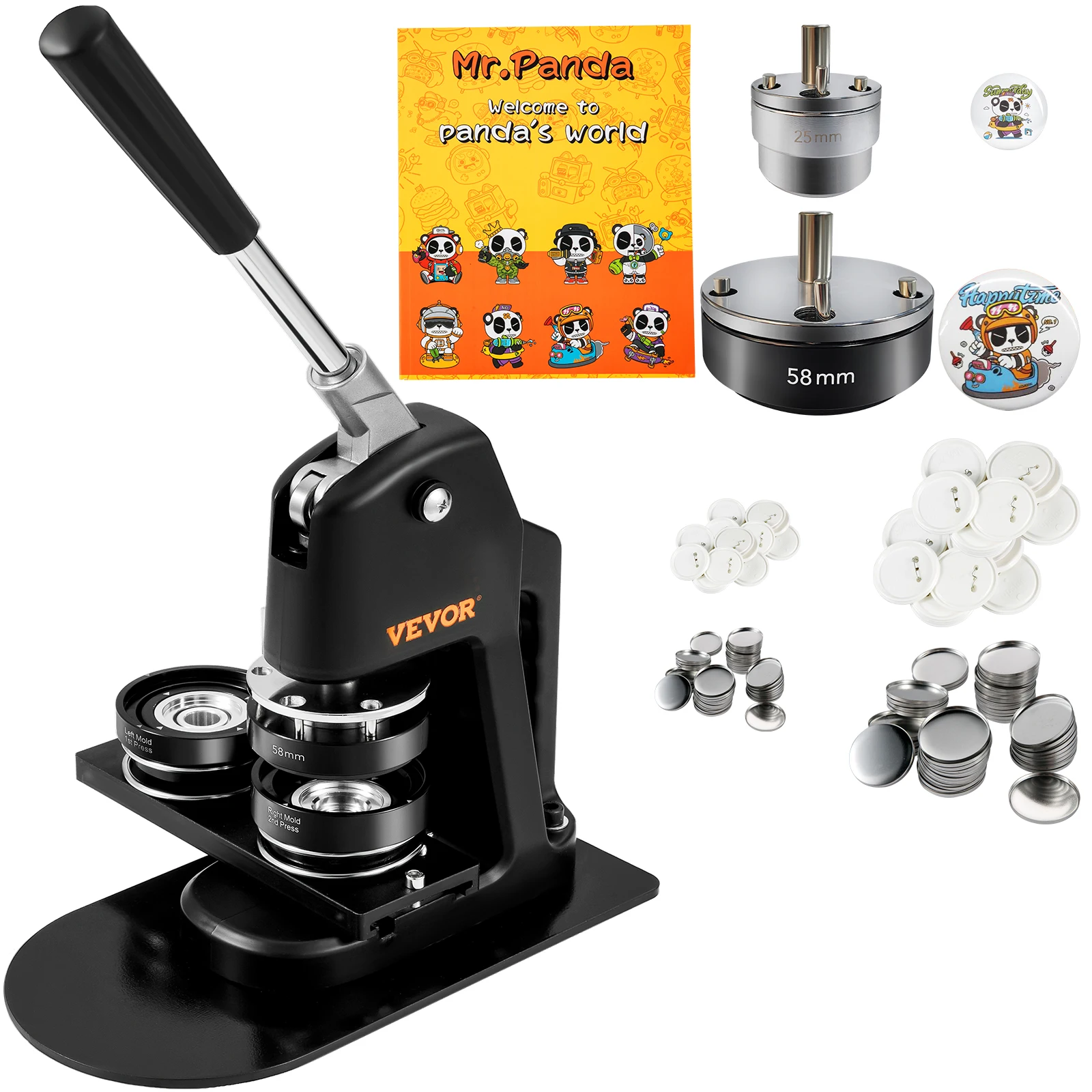 

VEVOR Button Maker Machine Multiple Badge Punch Press Kit DIY Button Pin with 500pcs Parts Circle Manufacture Button Making Tool