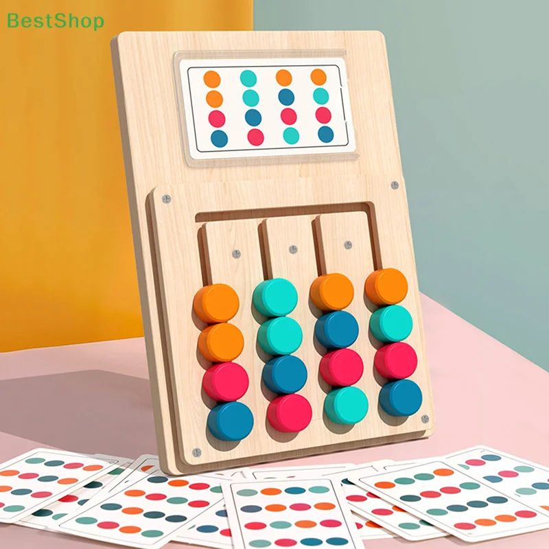 ★ ★ ★ Jeu de société en bois pour l'éducation précoce, Puzzle de positionnement à quatre couleurs, pensée logique, jeu d'apprentissage pour enfants