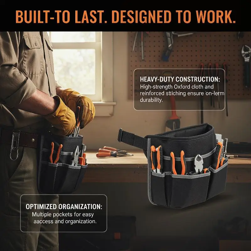 

Wear-resistant Tool Waist Bag Oxford Cloth Multilayer Storage Tool Belt Hanging Bag Thickened Electrician Tool Bag