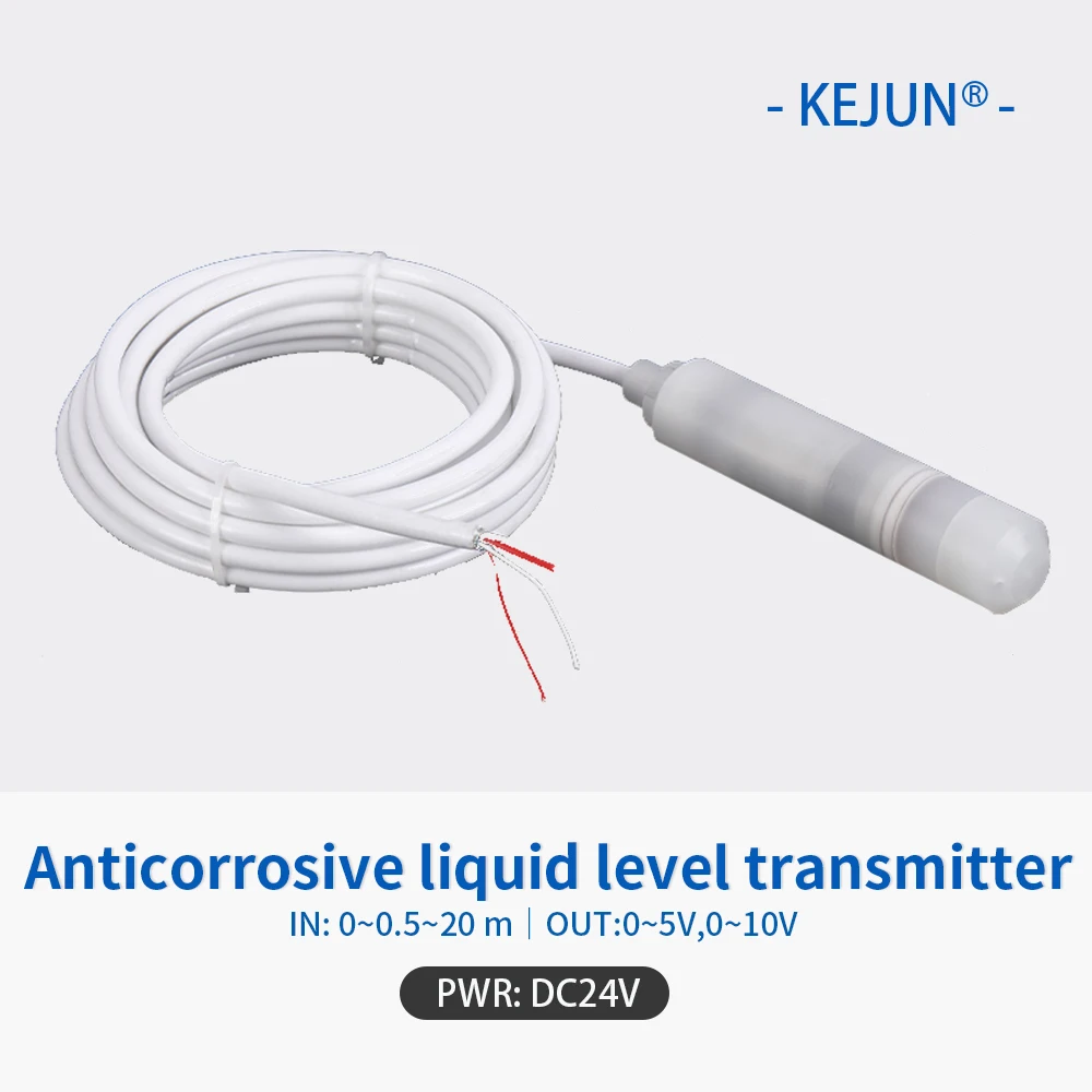 

0-10V 0-5V Submersible PTFE Level Sensor IP68 Ceramic Core Chemicals Acid-base Waste Water Anti-corrosive Level Transmitter