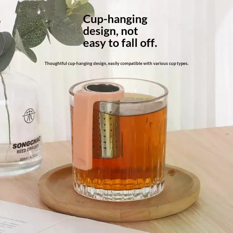Creative Stainless Steel Clip Hanging On Cup Tea Strainer Cup Clamp Tea Infuser With Handle Fine Filter For Home Office Daily
