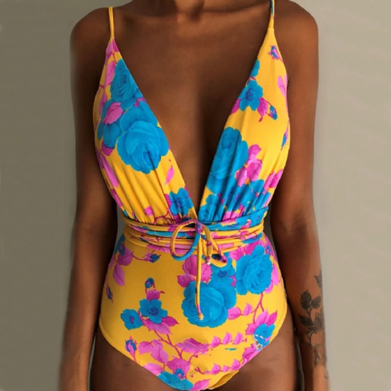 9Color Print Hot One Piece Swimwear Women Beach Monokini Swimsuit Trikini Mujer Banador Biquini Maio Maillot Femme Badpak