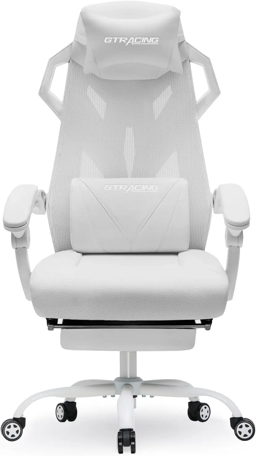 GTRACING Gaming Chair, Computer Chair with Mesh Back, Ergonomic Gaming Chair with Footrest, Reclining Gamer Chair with Adjustabl