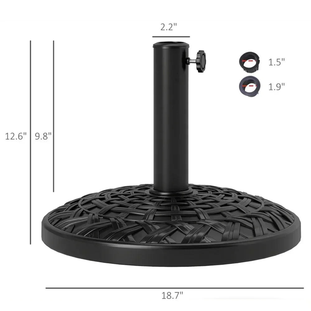 

26 Lb Round Heavy Duty Resin Patio Market Table Umbrella Base Stand Weight For Outdoor, Black