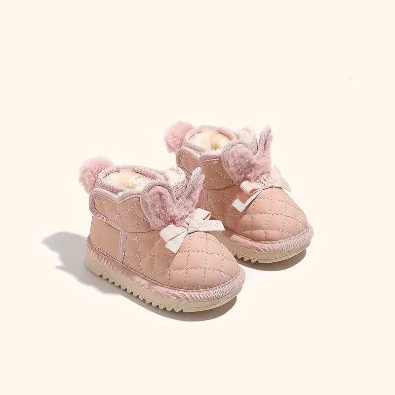 

Fashion Baby Walking Shoes 2025 Winter New Kids Snow Boots Cute Versatile Girl Furry Ankle Boots Comfort Child Cotton Shoes
