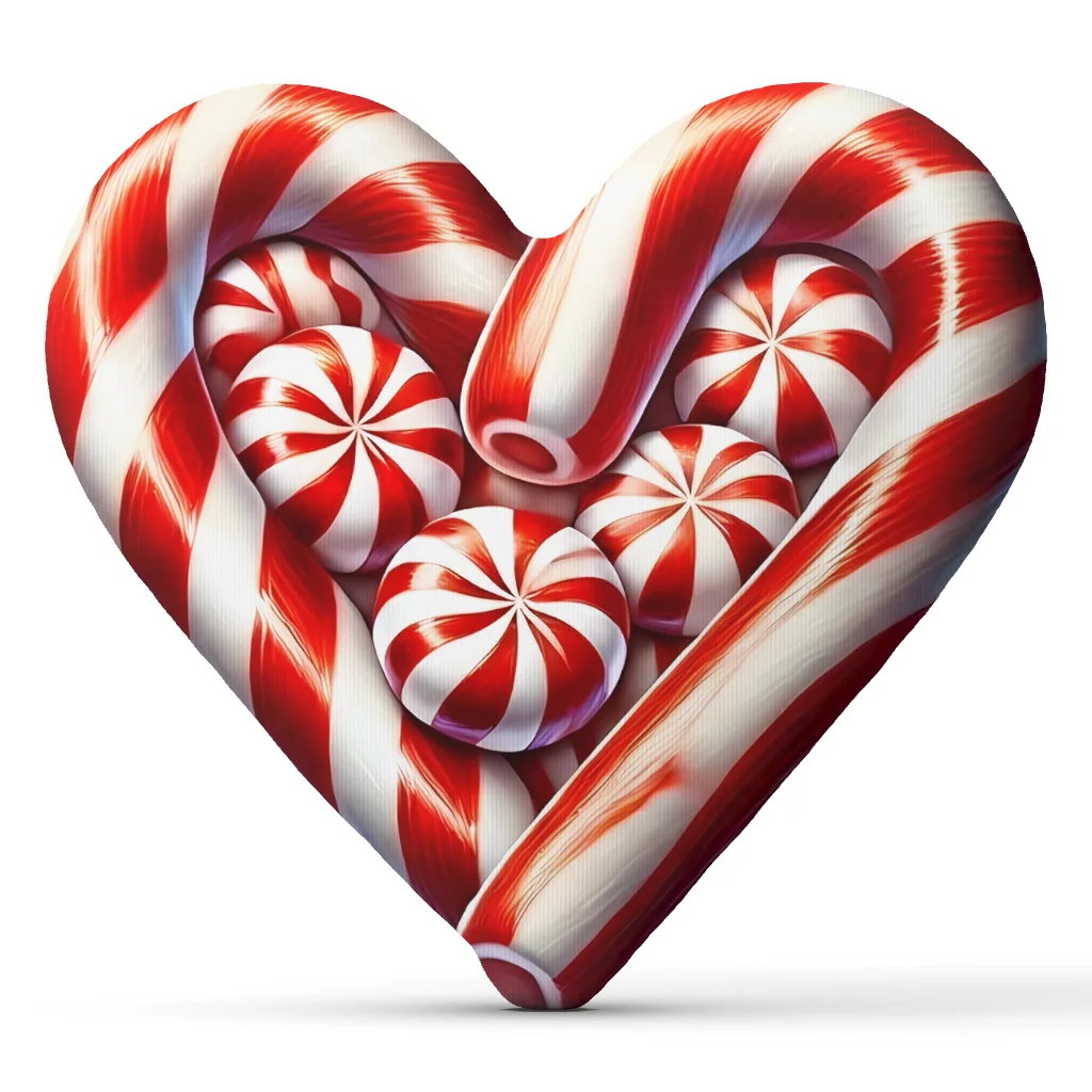 Christmas Candy Cane Heart Shaped Throw Pillow Peppermint Candy Cushion Stuffed Decorative Pillow for Holiday Home Decor