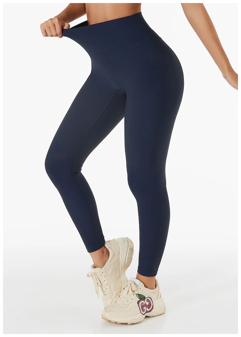 WAREBALL Hohe Taille Yoga Hosen Neue Rippen Nahtlose Gym Leggings Sport Frauen Fitness Weibliche Legging Bauch-steuer Laufhose – Detail 11