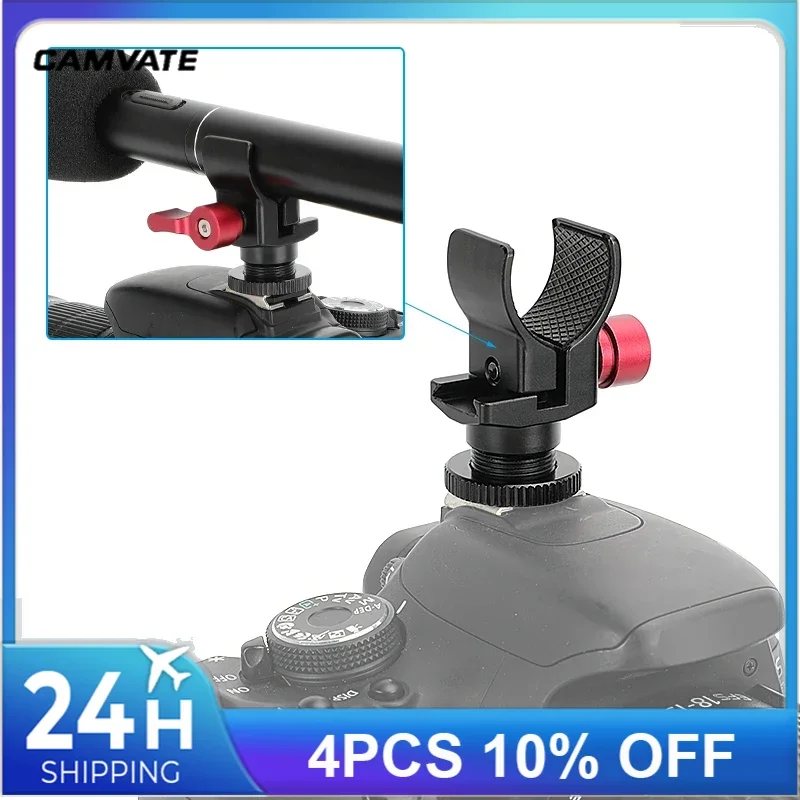 CAMVATE Microphone Clip Crab Clamp with Cold Shoe Mount 1/4