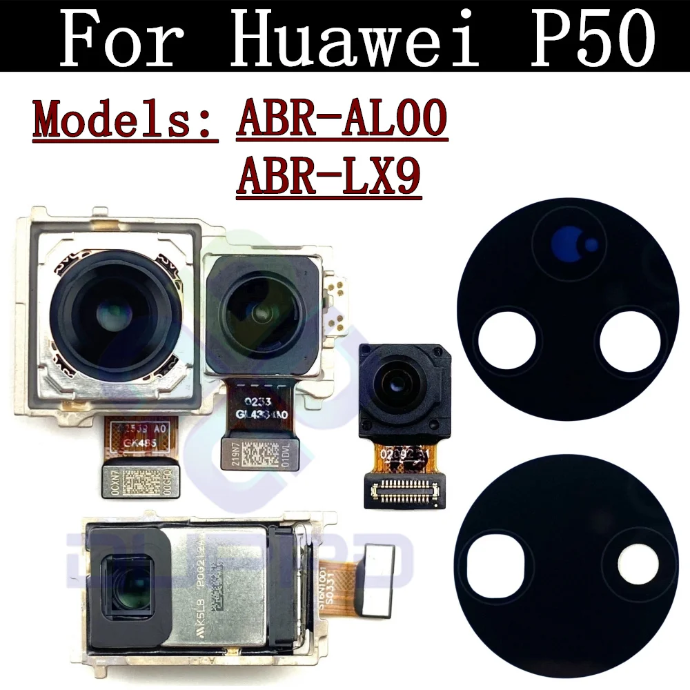 

Front Rear Camera Module For Huawei P50 ABR-AL00, ABR-LX9 View Frontal Main Facing Back Camera Cover Frame With Glass Lens