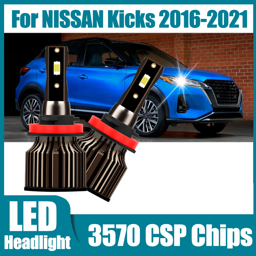 

2 шт., 130 Вт, автомобильные фары H11 H8 H9, светодиодные лампы для фар, 6000K, белые, 30000LM, 12 В, 24 В, для NISSAN Kicks 2016, 2017, 2018, 2019, 2020, 2021 гг.