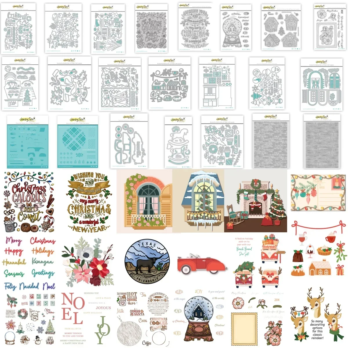 

2025 Cozy Christmas Floral Vintage Reindeer Postcard Clear Stamp Metal Cutting Dies Hot Foil Stencil for DIY Scrapbook Gift Card