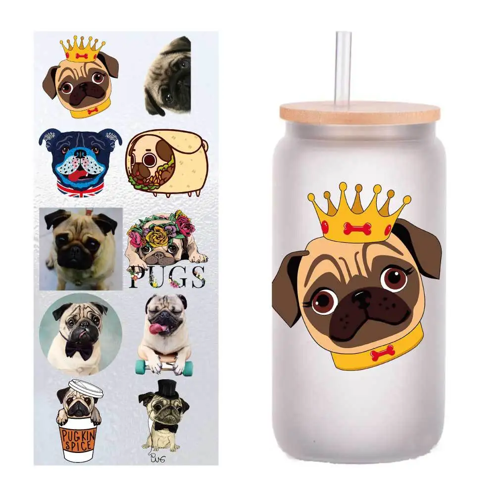 

10 pieces/pack cartoon animals Sha Pigou UV transfer stickers Crystal label glass stickers customized four inches.