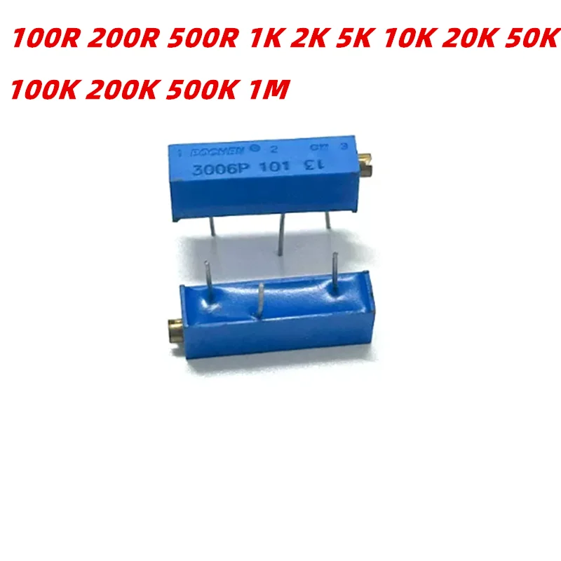 5PCS 3006P Precision Adjustable Potentiometer 100R 200R 500R 1K 2K 5K 10K 20K 50K 100K 200K 500K 1M Multi Circle Adjustable
