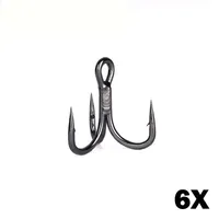 New 10pcs 6x Strong Super Sharp Round Treble Hook Antirust High Carbon Steel 2 4 6 8# Sea Treble Hooks Fishing Tackle