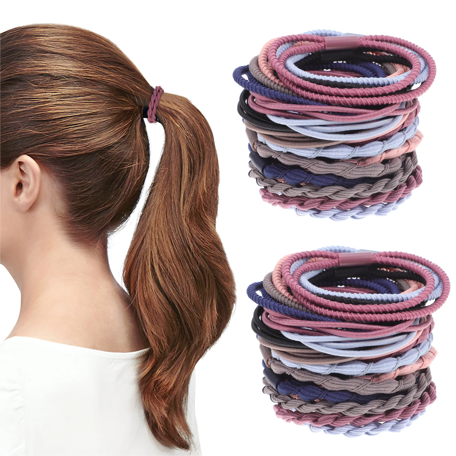 

Elastic Hair Ties Rubber Bands Black Fabric Boho Style Design Versatile Use Thin Bands Hair Accessories