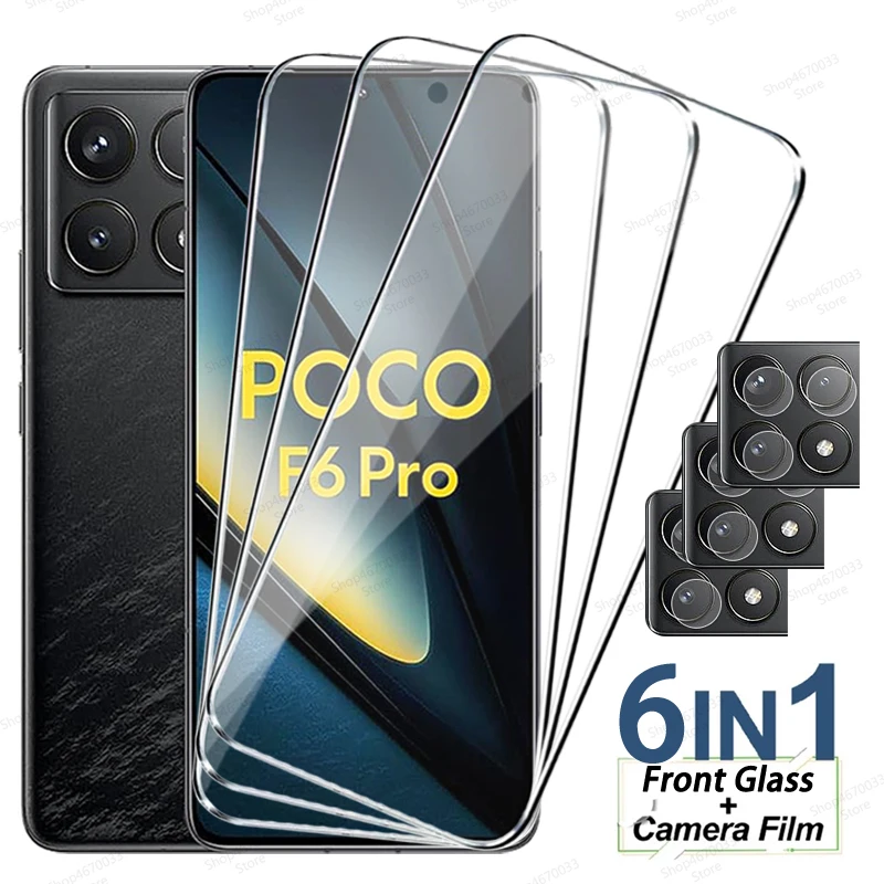 6IN1 Tempered Glass For POCO F6 X6 M6 F5 X3 X5 Pro 5G M5S M5 C40 Screen Protector For POCO F4 X4 X3 GT M4 5G X4 M4 M3 Pro X3 NFC