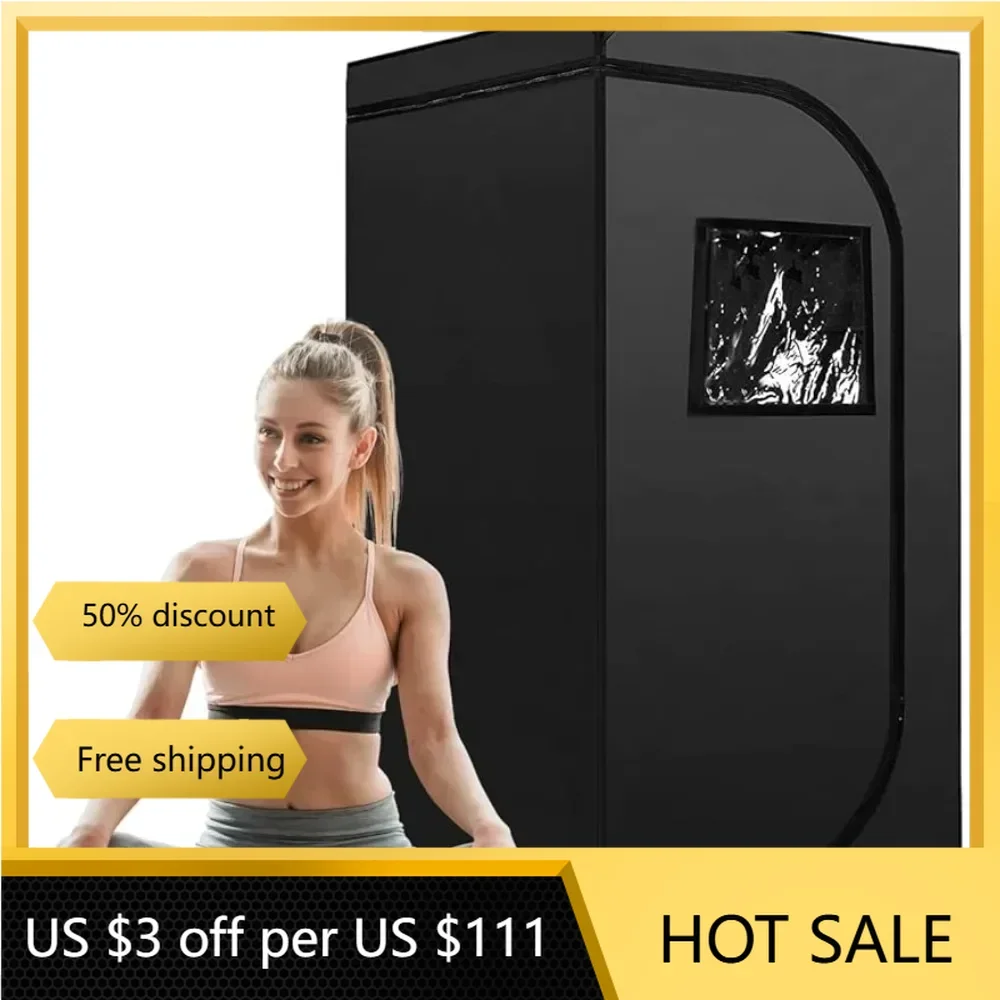 Portable Sauna Tent for Relaxation Detox Therapy (Steamer Not Included- Black, 55.1