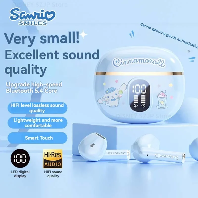 Sanrio BL48 TWS Earbuds Kuromi Bluetooth Earphones Hello Kitty Wireless Headset Cinnamoroll Sport Noise Reduction Game Headphone