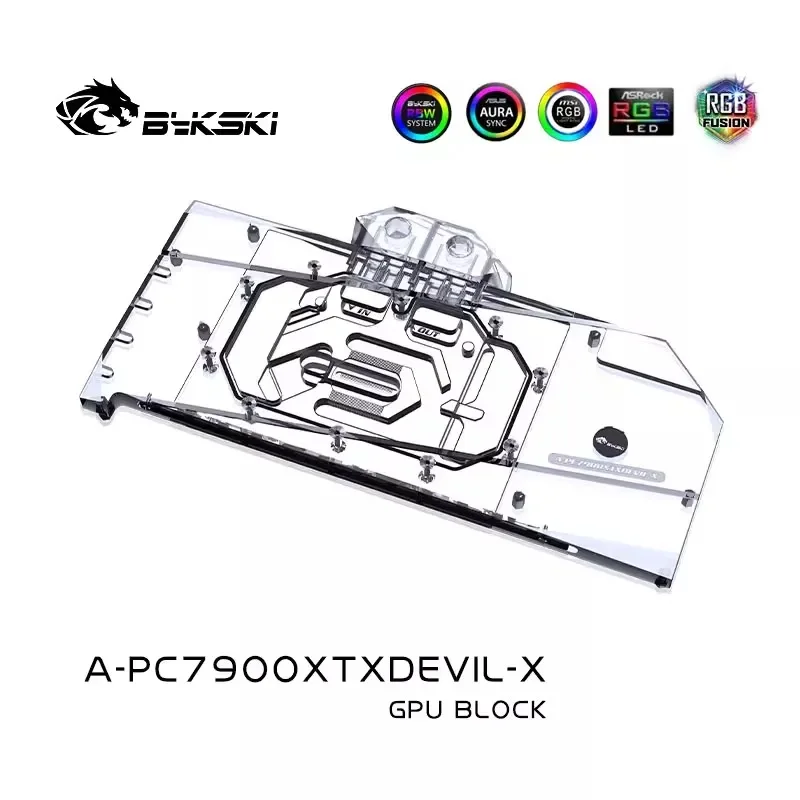 Bykski GPU Water Block for PowerColor GeForce RTX 7900 XTX Red Devil Video Card/ Copper Cooler RGB Radiator/ A-PC7900XTXDEVIL-X