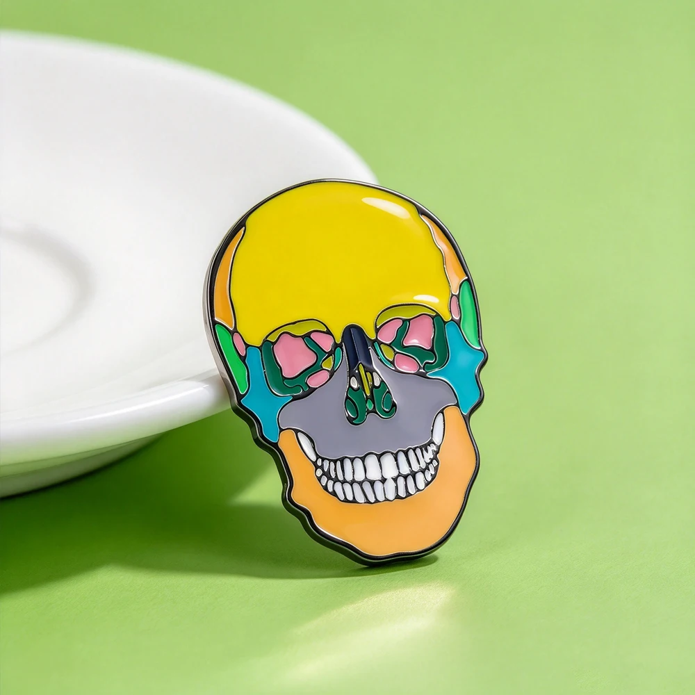 Medsor Colorful Head Skull Anatomy Enamel Brooch Pins Medicine Human Organs Badges Gift For Biology Doctor Nurse Student