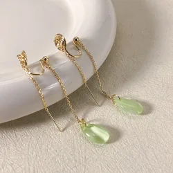 Fashion Versatile Women's Long Earrings Versatile Elegant Temperament No Ear Hole Mosquito Incense Plate Ear Clip Gift Whol