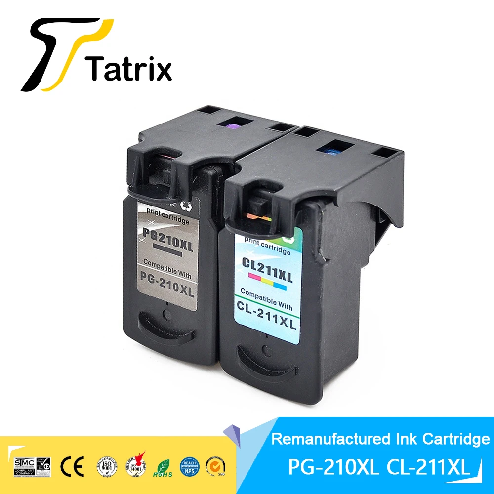 Tatrix 210 210XL PG210 CL-211 CL211 CL 211 211XL Premium Black Remanufactured Color Ink Cartridge for Canon Pimxa MX360 MP 280