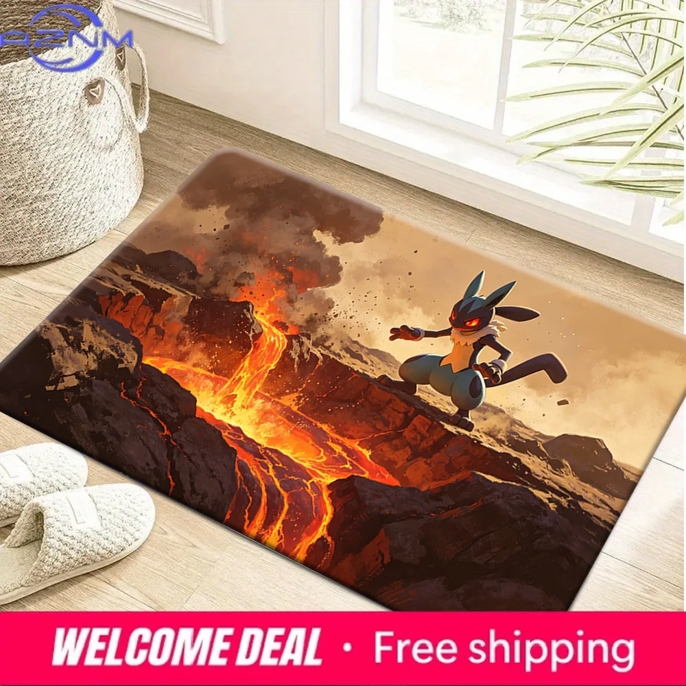 Lucario Volcano Adventure Print Non-Slip Floor Mat Doormat