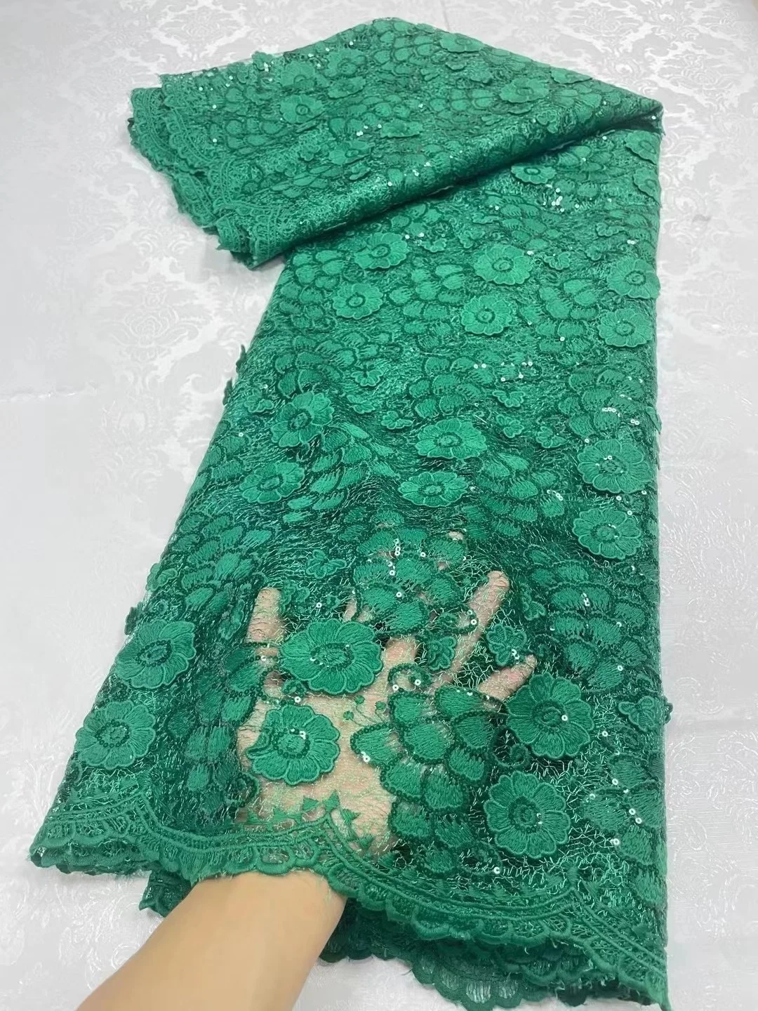 

Latest African Water Soluble Lace Fabric 5 Yards 2024 Luxury High Quality Women Party Embroidery Nigerian Sequins Lace Materials
