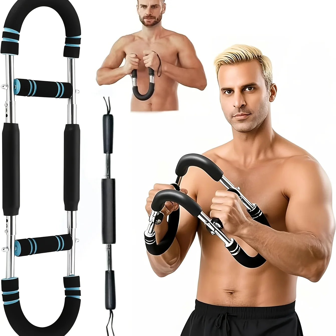 

Модернизированный тренажер для поворотных рук 2-в-1 — регулируемый пружинный тренажер для груди и плеч, портативный домашний тренажерный зал