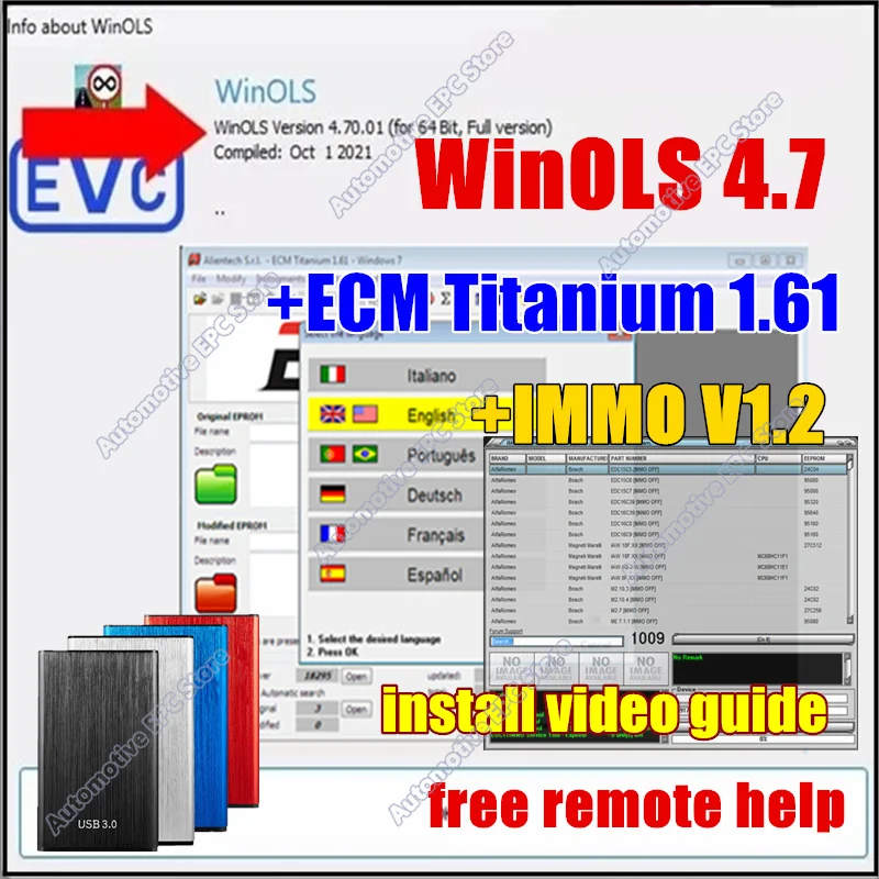 Newest WinOLS 4.7 VMware With Plugins +Damos Files+ECM TITANIUM 26100 Drivers+immo service tool v1.2+ Install Video Guide