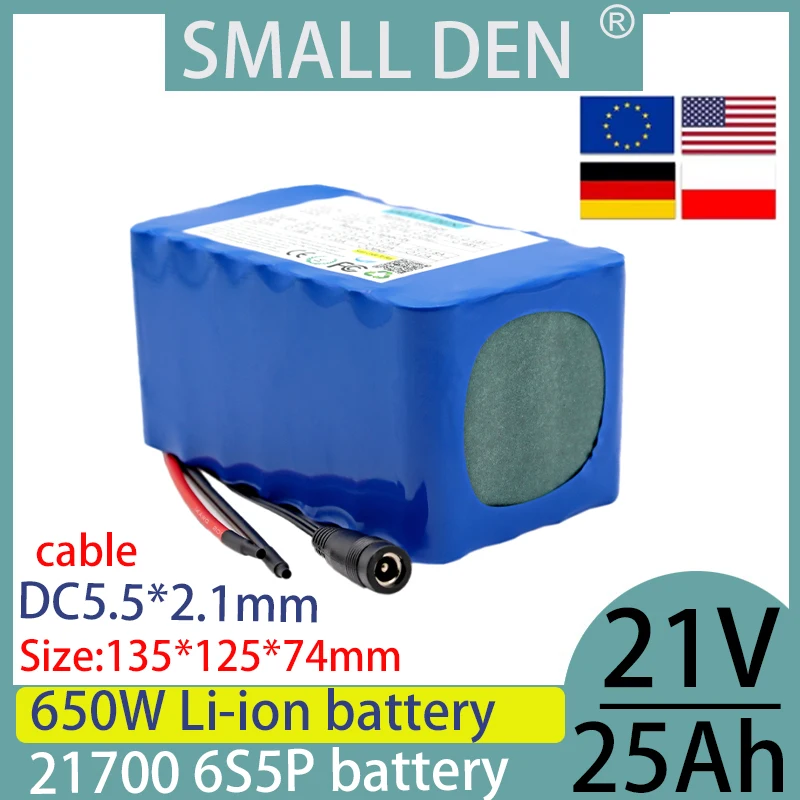 

New 21V 25ah 21700 lithium-ion battery pack, high-power rechargeable battery with built-in BMS 650W electric scooter motorcycle