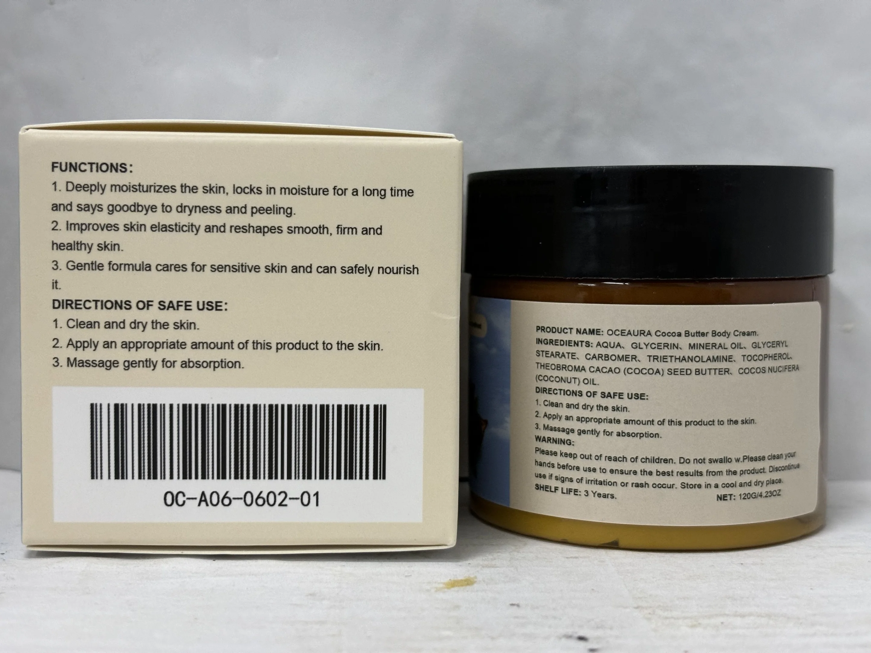 코코아 버터 바디 크림 (비타민 E 함유) - 건성 피부를 위한 깊은 보습 - 120g/4.2OZ - 영양 공급 및 부드러움