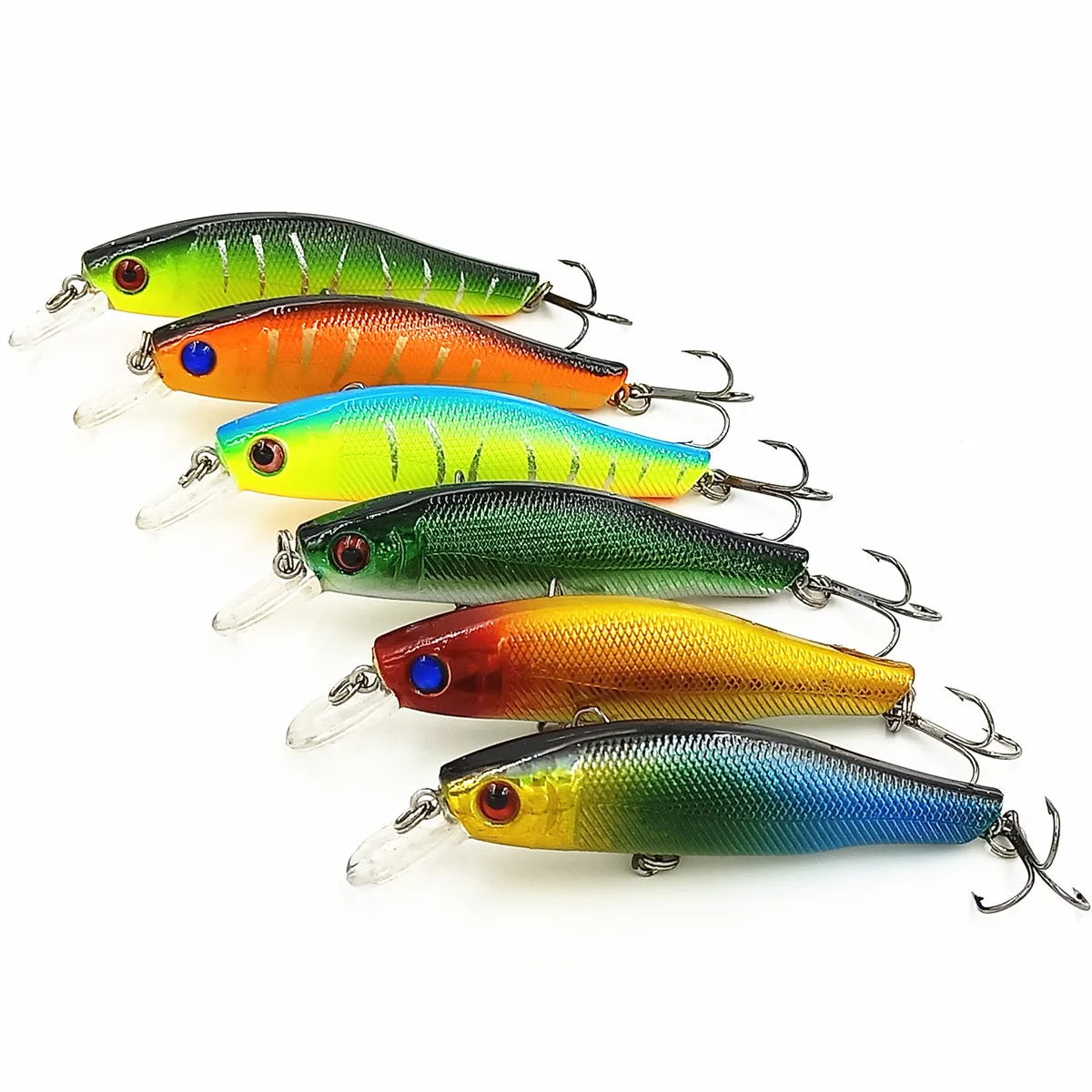 6pcs Minoluya Bait Set  Set Three Hook Fishing Simulation Fake Bait Plastic Hard Bait  Angle Go Fishing Fishhook Fishing