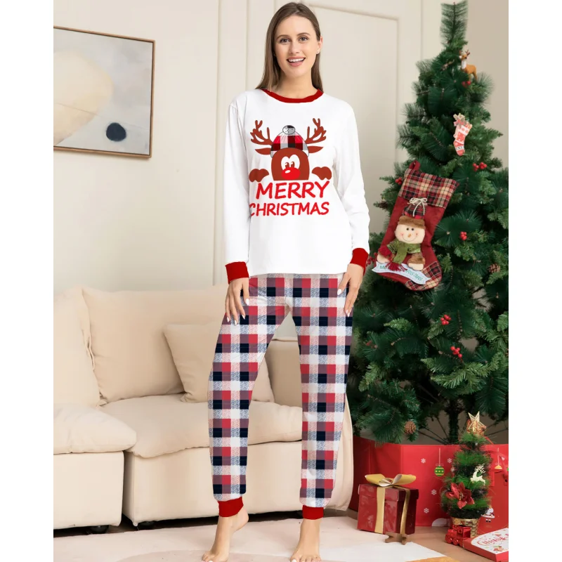 2024 Merry Christmas Print Pajamas Women Men Boys Girls Clothing Set Family Matching Outfits Soft Cute Pyjamas 2 Pieces Sets NEW