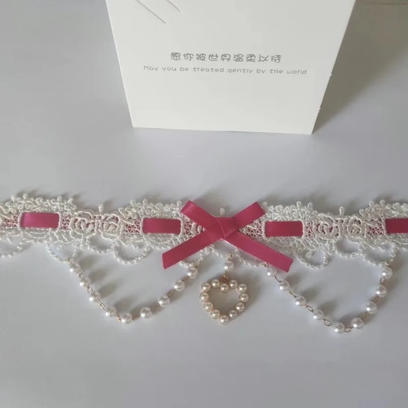 ロリータパールラブマカロンキャンディーカラーの首輪女性のための甘いネックレスロリータオリジナル手作りアクセサリーギフト女性のための