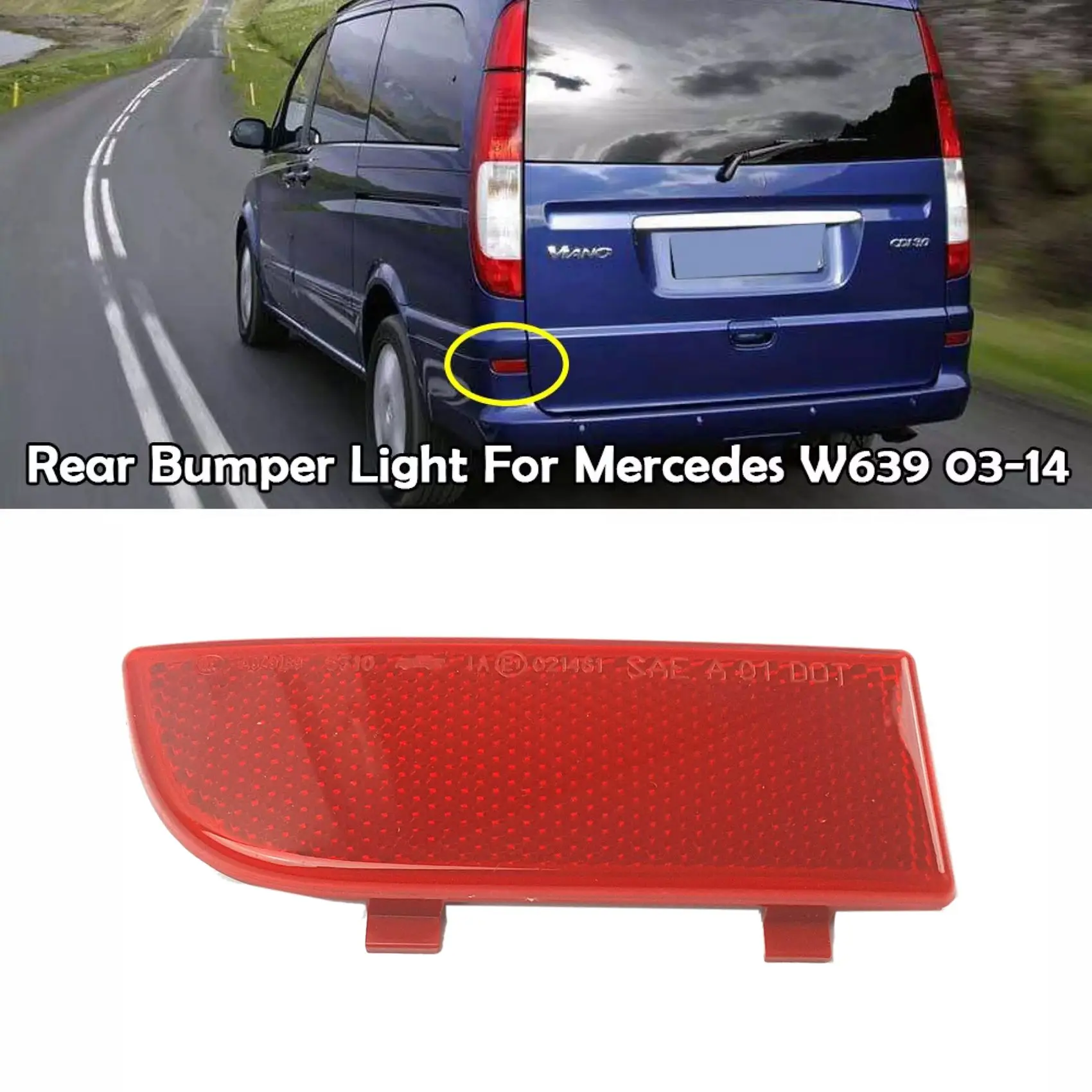 Amortecedor traseiro Luz Refletor Esquerda para Mercedes-Benz Vito Viano W639 6398260040 6398260440