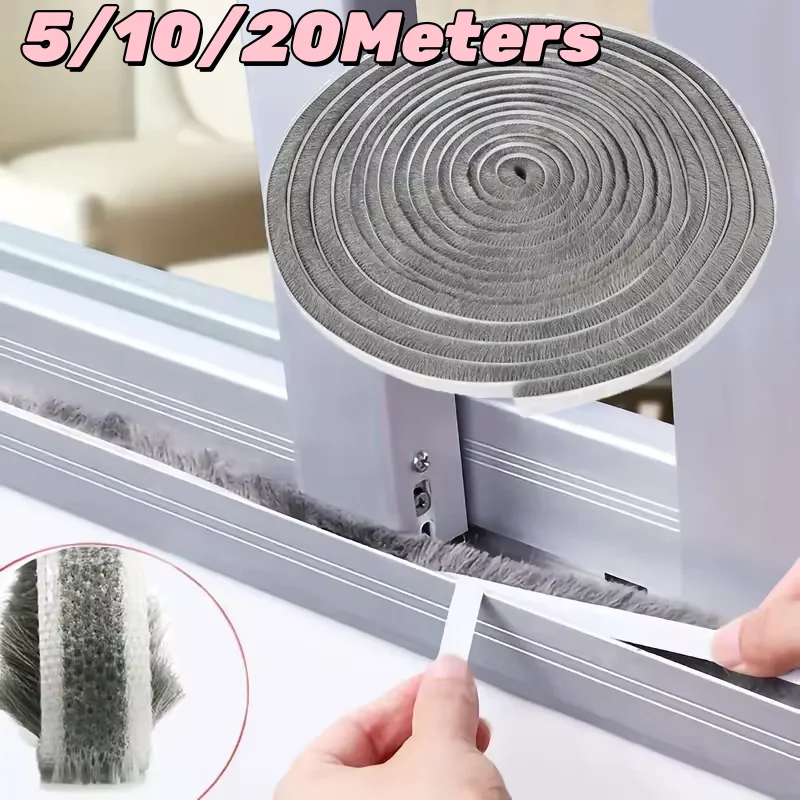 20/10/5Meters Brush Strip Self Adhesive Door Window Sealing Strip Home Door Window Sound Insulation Wind-proof Strip Gasket