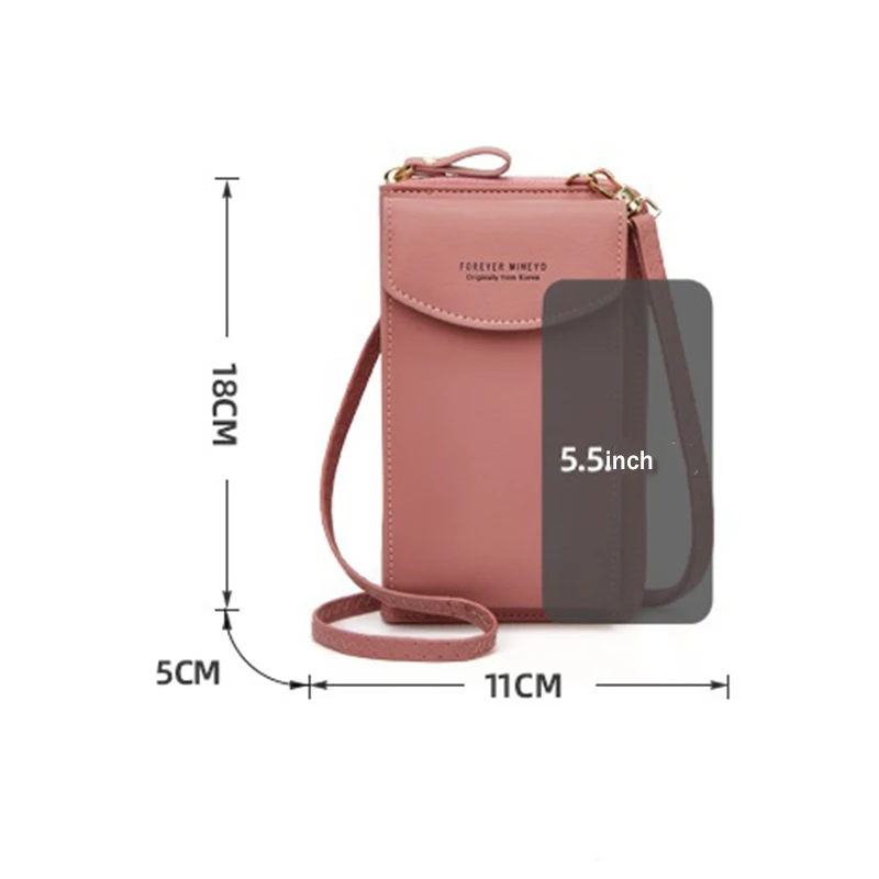 Ladies Mobile Phone Bag Mini Women Shoulder Crossbody Coin Purse Retro Card Holder Sleeve Zipper Handbag Cell Phone Flap Pocket