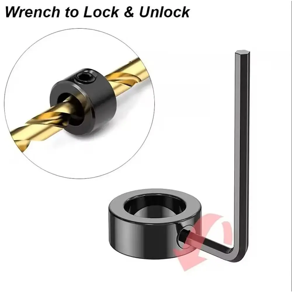 

3-16mm Drill Stoper Collar Set with Hex Wrench Metric Drill Bit Limiter Adjustable Wear-resistant Drill Stop Ring Woodwork Tools