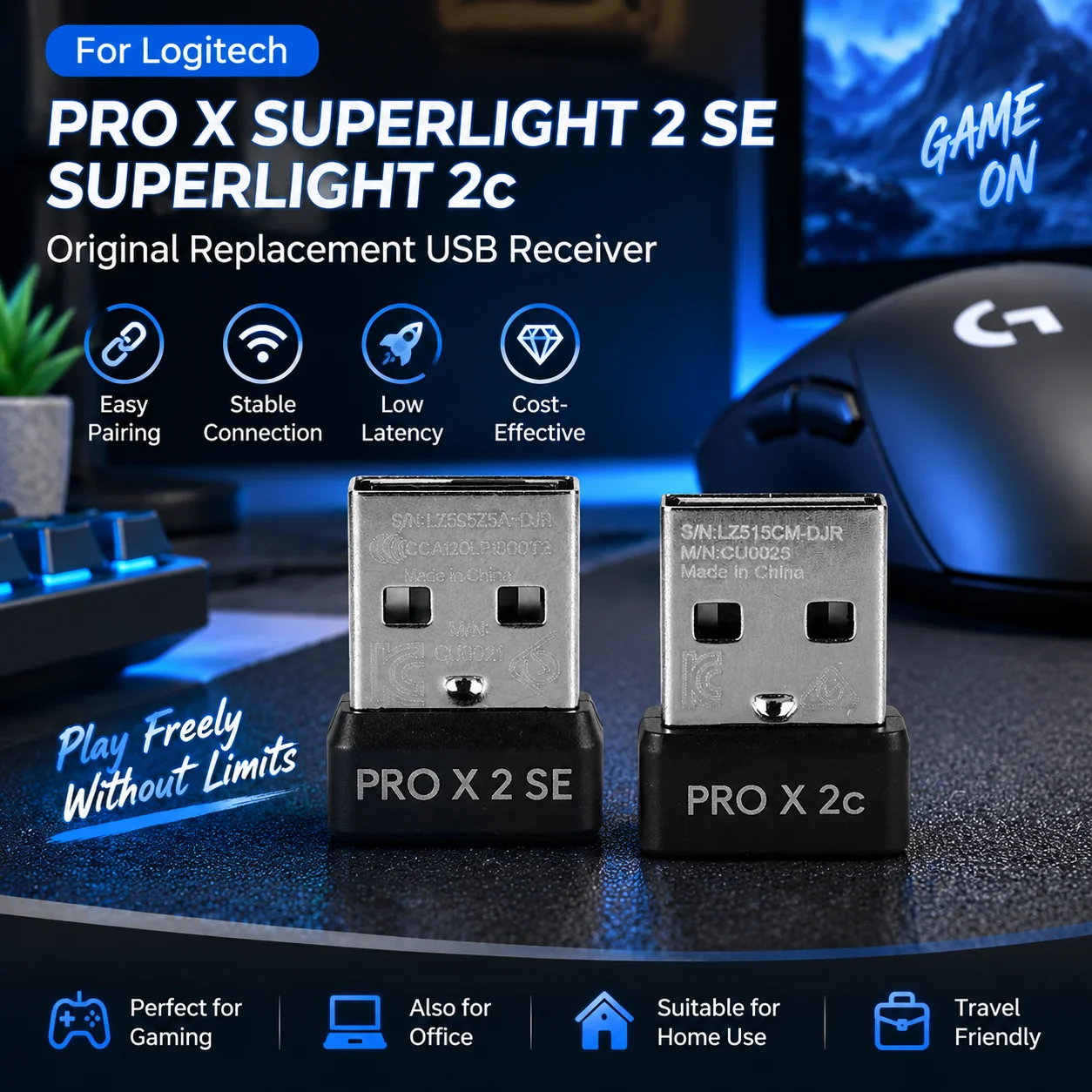 Mouse Receiver Compatible For Logitech G PRO X SUPERLIGHT 2c/SUPERLIGHT 2 SE( supporting 8K return rate ) mouse receiver ﻿