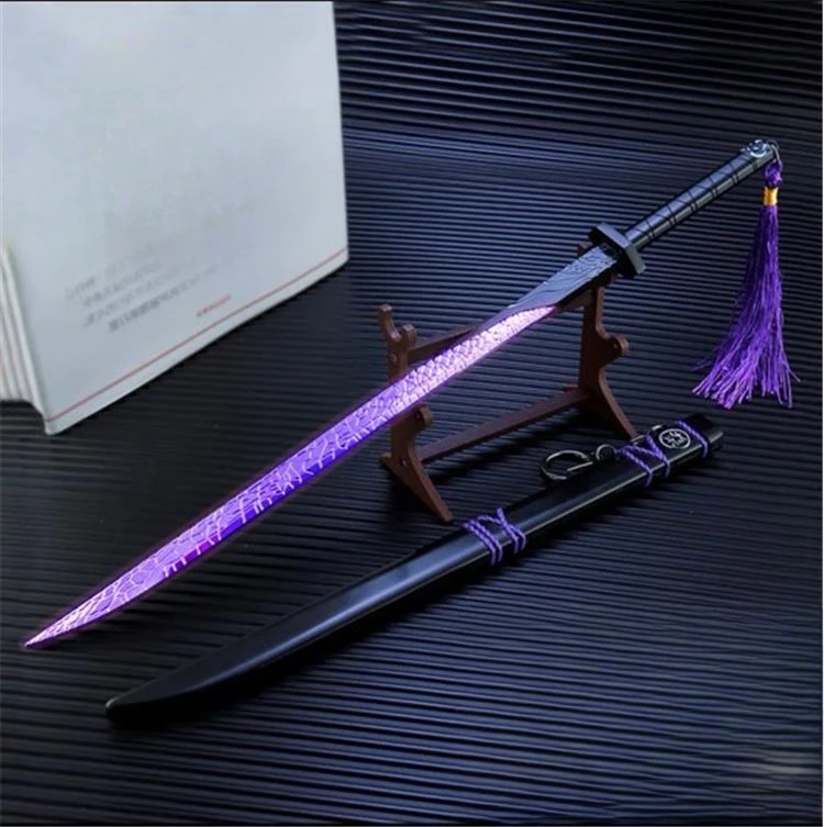 22Cm Nieuwe Demonische Zwaard Duizend Blades Paars Licht Mes Anime Randapparatuur Metalen Armen Model Cosplay Props Verjaardagscadeautjes Speelgoed