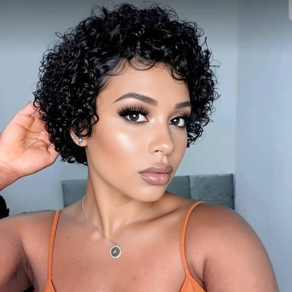 

Парик пикси, короткий, кудрявый, из натуральных волос для женщин, 13*1 LACE, 150% плотность, парик из натуральных волос, естественный вид, для повседневного использования и вечеринок, 6 дюймов.