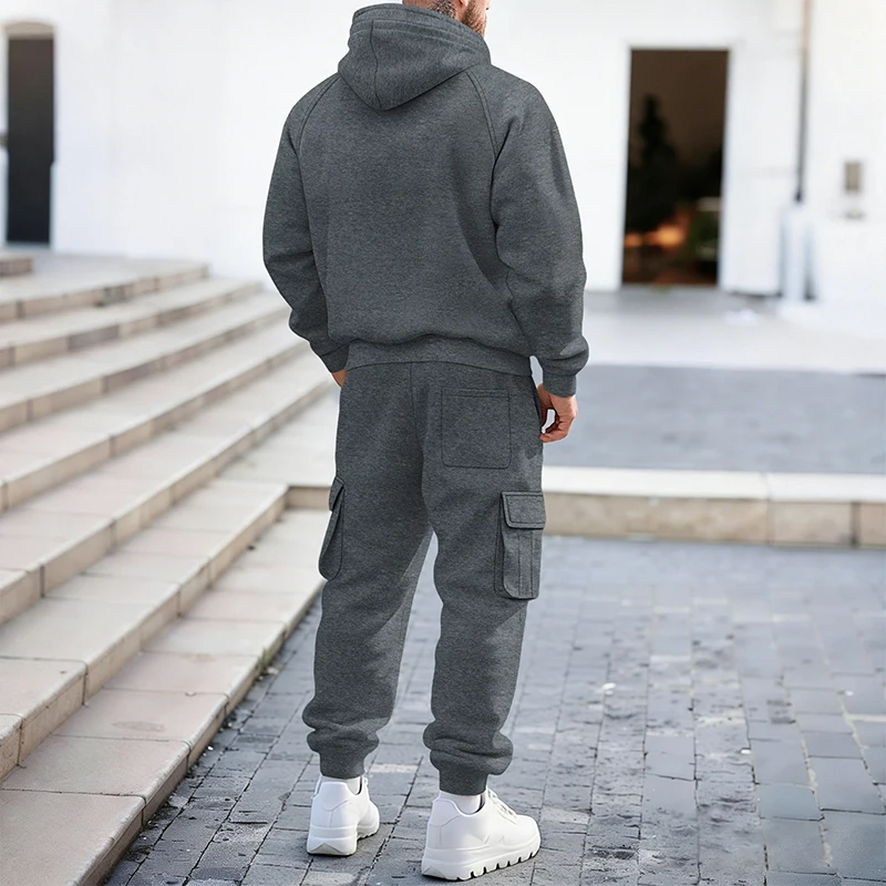 Sports Fitness Mens Loose Tracksuits Spring Fall Streetwear Vintage Hoodies And Pants Two Piece Sets Men Outdoor Casual Outfits