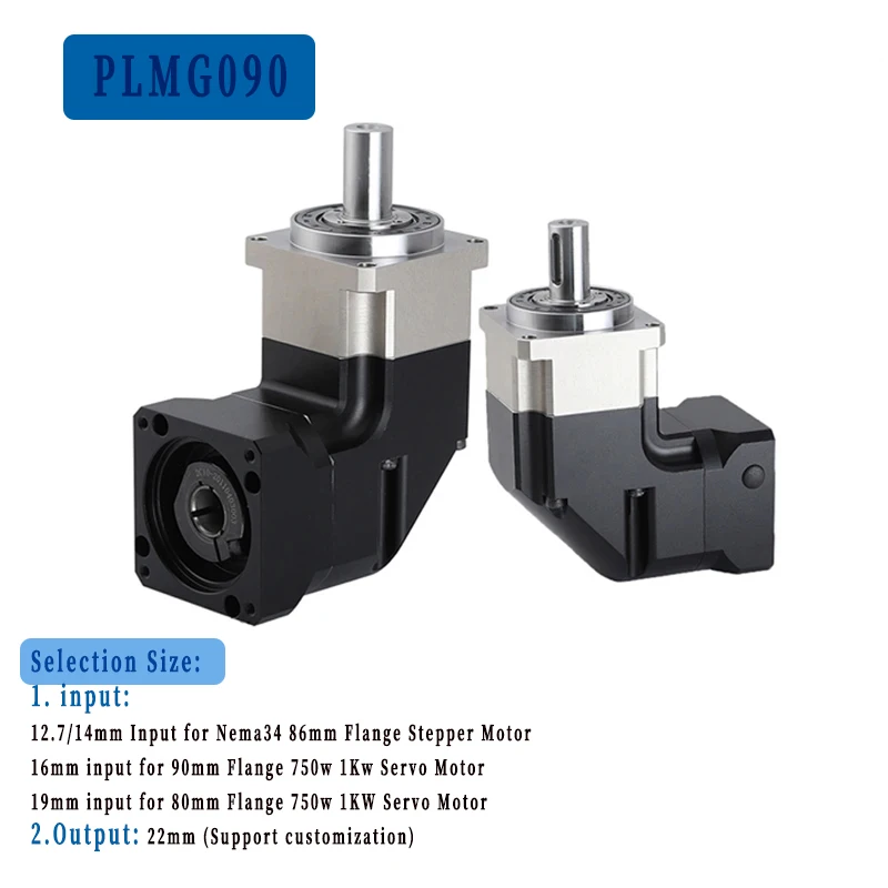 Imagem -02 - Redutor de Canto Engrenagem Helicoidal Caixa de Velocidades Planetária Redutor Angular Direito para 90 mm Flange Servo Motor Relação 3:1100:1 Nema34