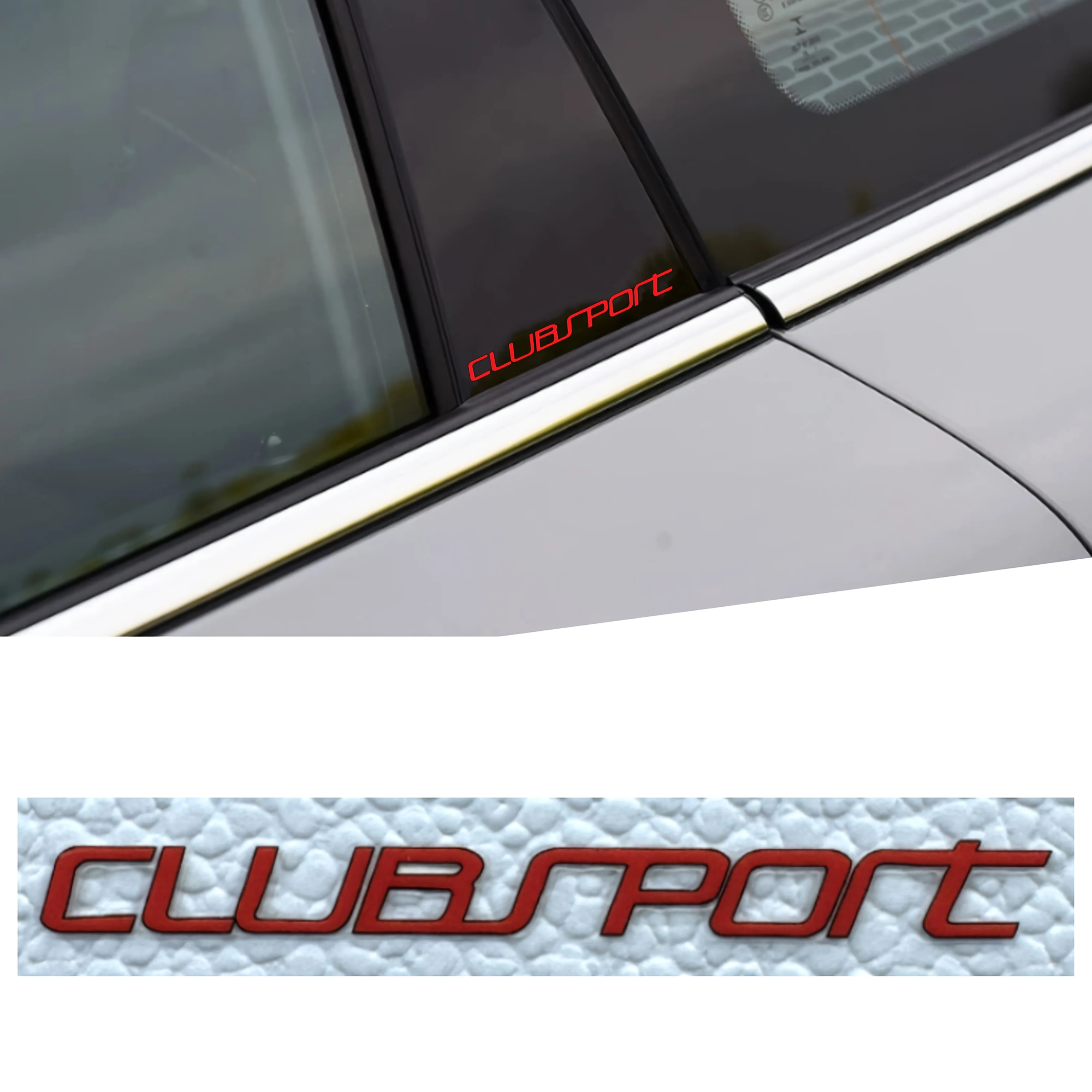 

2PCS/SET Fashionable "CLUBSPORT" Red Car Sticker – Fit for Decorating Car Grilles, Desk Organizers, Backpack Surfaces for