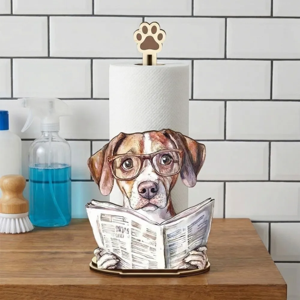 Animal Themed Animal Wooden Tissue Holder Wooden Cartoon Cattle Cat Dog Kitchen Towel Rack DIY Handmade Food Wrap
